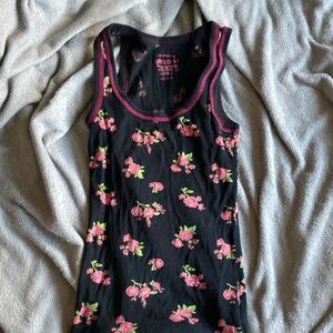 Black Tank Top With Pink Flowers